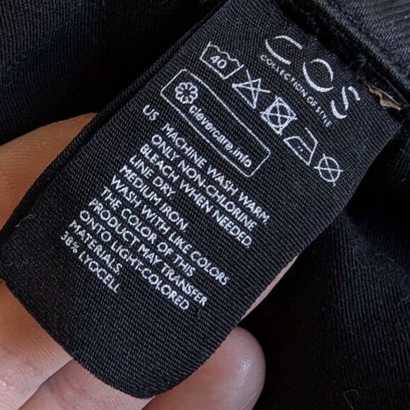 COS Washed Black Low Rise Skinny Fit Five Pocket Button Fly Pants - Picture 6 of 8